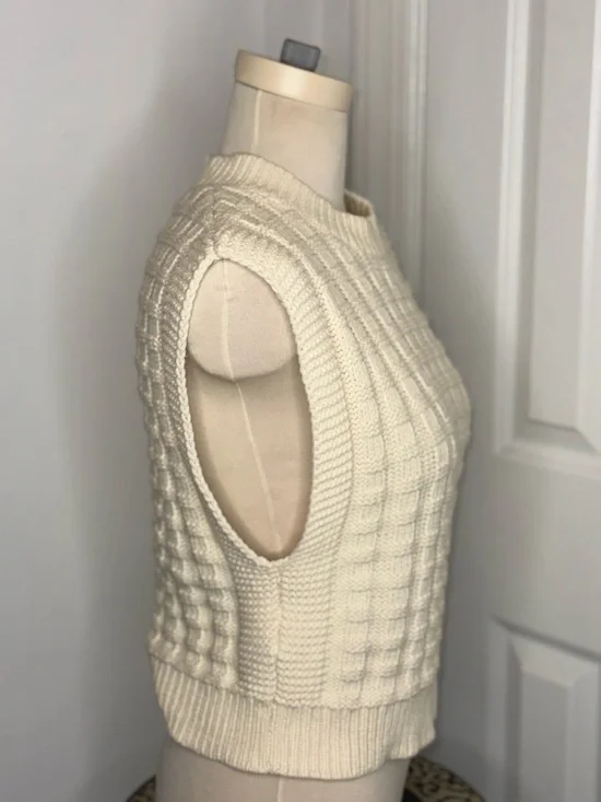 Madewell Cream Knit Sleeveless Sweater Vest medium - Picture 3 of 7